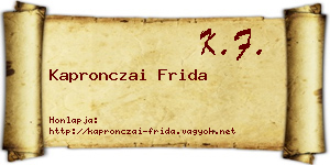 Kapronczai Frida névjegykártya